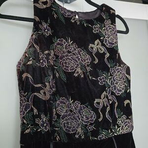 VTG Scott McClintock Black Velvet Floral Sleeveless Bodycon Gown
